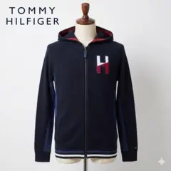 TOMMY HILFIGER トミー Hロゴ ニットパーカー ネイビー XL
