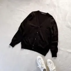 イーエクスクラブ　レナウン　ニット　カーディガン　メンズ　黒　ダークグレー　毛