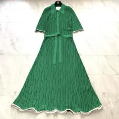 美品 スリーワンフィリップリム ニットジャガードワンピース マキシ丈 Sのサムネイル