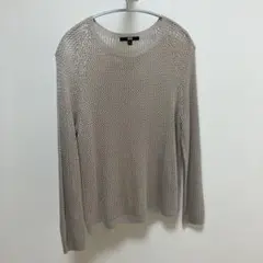 ユニクロ　ベージュ メッシュ編み 長袖ニット