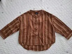 ブラウンストライプ長袖シャツ　95cm