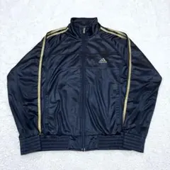 アディダスadidasトラックジャケット　ジャージ　レザー調　ブラック　ゴールドのサムネイル