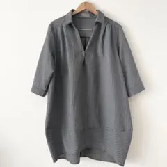 サイズ大きめ BLUE STRIVE 五分袖 ブラック・ホワイトチェック 3L