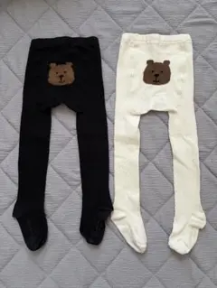 babyGap☆くまちゃんタイツ 黒・白2点セット☆4-5歳