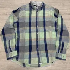 マ*❦様 Tommy Hilfiger L チェック リネン混 長袖シャツ グリ