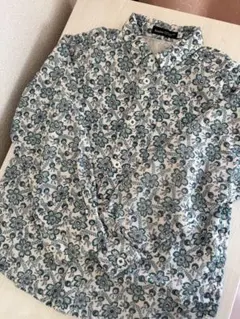 Bebeベベ◇イタリア製アンティーク グリーン×オフホワイト シャツ 130cm