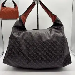 ゲラルディーニ ソフティ ハンドバッグ 総柄 軽量 肩掛け リバーシブル 茶