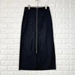 ✨ジーナシス【S】黒系 フロントZIPナロースカート リメイク風 ポケット 春秋のサムネイル