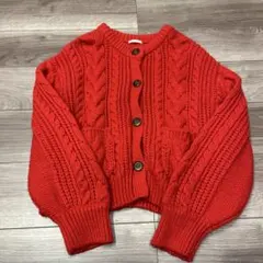 GU ケーブルニットカーディガン Lレッド