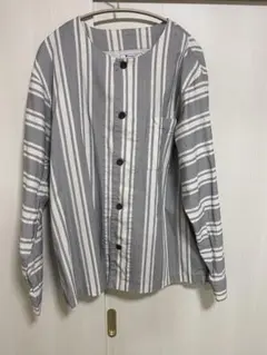 Champion X-LARGE グレー ストライプ 長袖シャツ