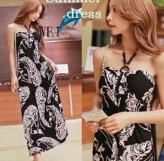 レディース マキシ丈 リゾート ホルターネック  ワンピース 旅行 リゾートn