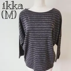 ikka イッカ 七分袖Tシャツ カットソー 黒 M ベーシック 定番