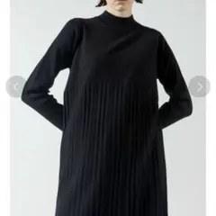 美品ミズイロインド　ハイネックワンピース　プリーツ　チュニック　ニット　セーター