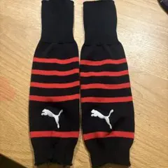 Puma ストライプソックス 黒/赤　ジュニア　カット済みサッカーストッキング