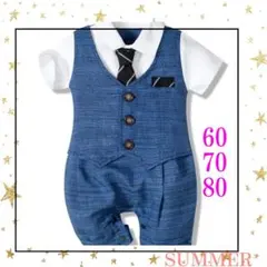 半袖ロンパース　70サイズ　夏服　お出かけ着　フォーマル　誕生日　デニム 2