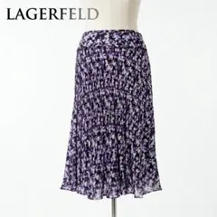 美品 LAGERFELD パープル総柄プリーツスカートのサムネイル