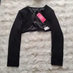 SHEIN☆ミニ丈ノーカラージャケット☆ボレロ☆ブラック☆XSのサムネイル