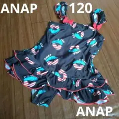 ANAP ワンピース水着 リップ柄 フリル 120