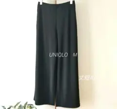 UNIQLO クレープジャージーストレートパンツ 　M　ブラック　丈短め