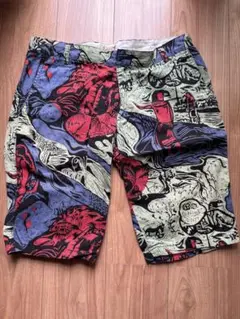 美品 OLD CROW 総柄 ショートパンツ ネイビーL 希少 GLADHAND OLD CROW ミリタリー柄 ショートパンツ オールドクロウ GLADHAND