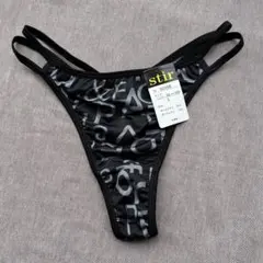 Ｌサイズ/黒ロゴプリント/Tバックショーツ/9235B/フォレスト