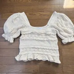 ZARA アイボリー パフスリーブ トップス