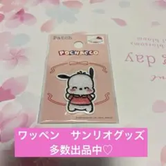 サンリオ　ワッペン　刺繍 アイロン　アップリケ　ポチャッコ　万歳わーい　手芸