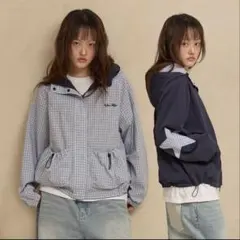 WaiKei リバーシブルチェックウィンドブレーカー
