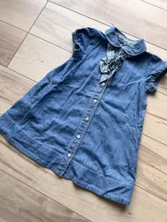 組曲　デニムワンピース　90〜100 フリル付 半袖　夏