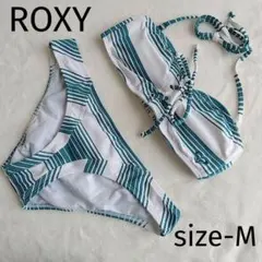 ROXY　ロキシー　ホワイト×ブルーグリーン　水着　ビキニ パンツ付き Mのサムネイル