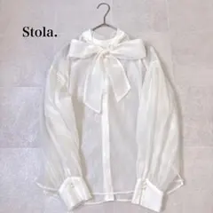 極美品✨ストラ 前後2way ボウタイ リボン シアーブラウス パールボタンのサムネイル