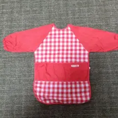 赤2枚と青のチェック柄お食事エプロン3枚