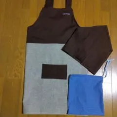 新品　140〜160 キッズエプロン&三角巾
