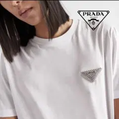 PRADA プラダ ラインストーンロゴ Tシャツのサムネイル