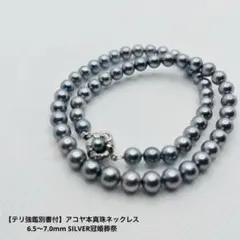 【テリ強鑑別書付】アコヤ本真珠ネックレス6.5〜7.0mm SILVER冠婚葬祭
