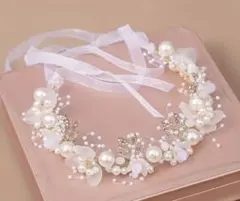 ホワイト パール フラワーヘッドドレス