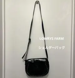 LOWRYS FARM スタッズ付き ブラックレザーショルダーバッグ