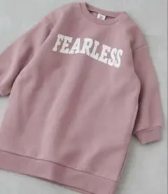 裏起毛　長袖　ワンピース　ピンク