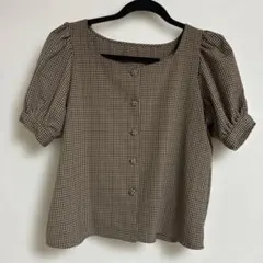 INGNI イング　チェック柄パフスリーブブラウス Mサイズ
