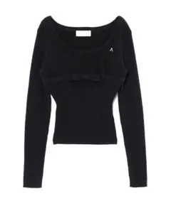 アンドマリー andmary Waffle ribbon tops black - メルカリ