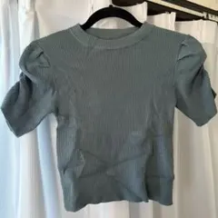 GRL 半袖 パフスリーブ リブニット