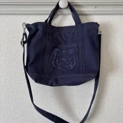 MAISON KITSUNE ネイビー スモール フォックスヘッド トートバッグ