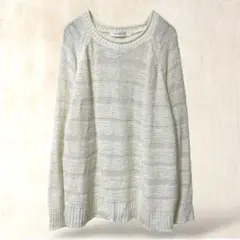 アメリカンホリック　透かし編みニット　M　ホワイト　長袖　ゆったり　カジュアル