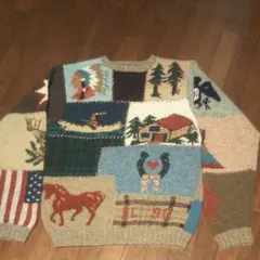 ラルフローレン カントリー RALPH '90 パッチワーク ハンドニット