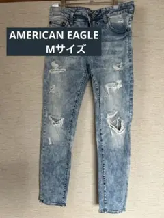 AMERICAN EAGLE スキニー ダメージ デニム ライトブルー Mサイズ