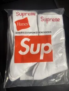 Supreme Hanes クルーソックス ホワイト 1足2枚