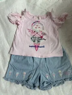 メゾピアノアイスクリームTシャツ＆パンツセット　80-90