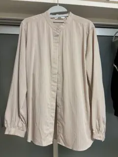ベージュ ストライプ 長袖シャツ Sサイズ　UNIQLO