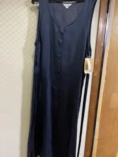 ネイビー ノースリーブ ロングワンピース M