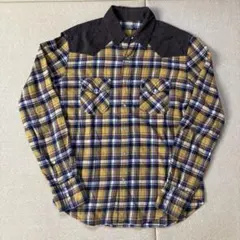 長袖ネルシャツ イエロー系 チェック柄 古着 アメカジ